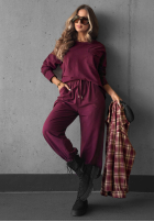 Bluzka longsleeve z kieszenią Soft Mood burgundowa