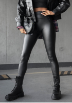 Leggings of leather imitation What’s Your Number in black