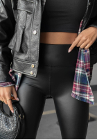 Leggings of leather imitation What’s Your Number in black