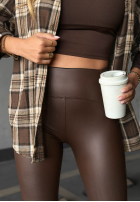 Leggings of leather imitation What’s Your Number in chocolate