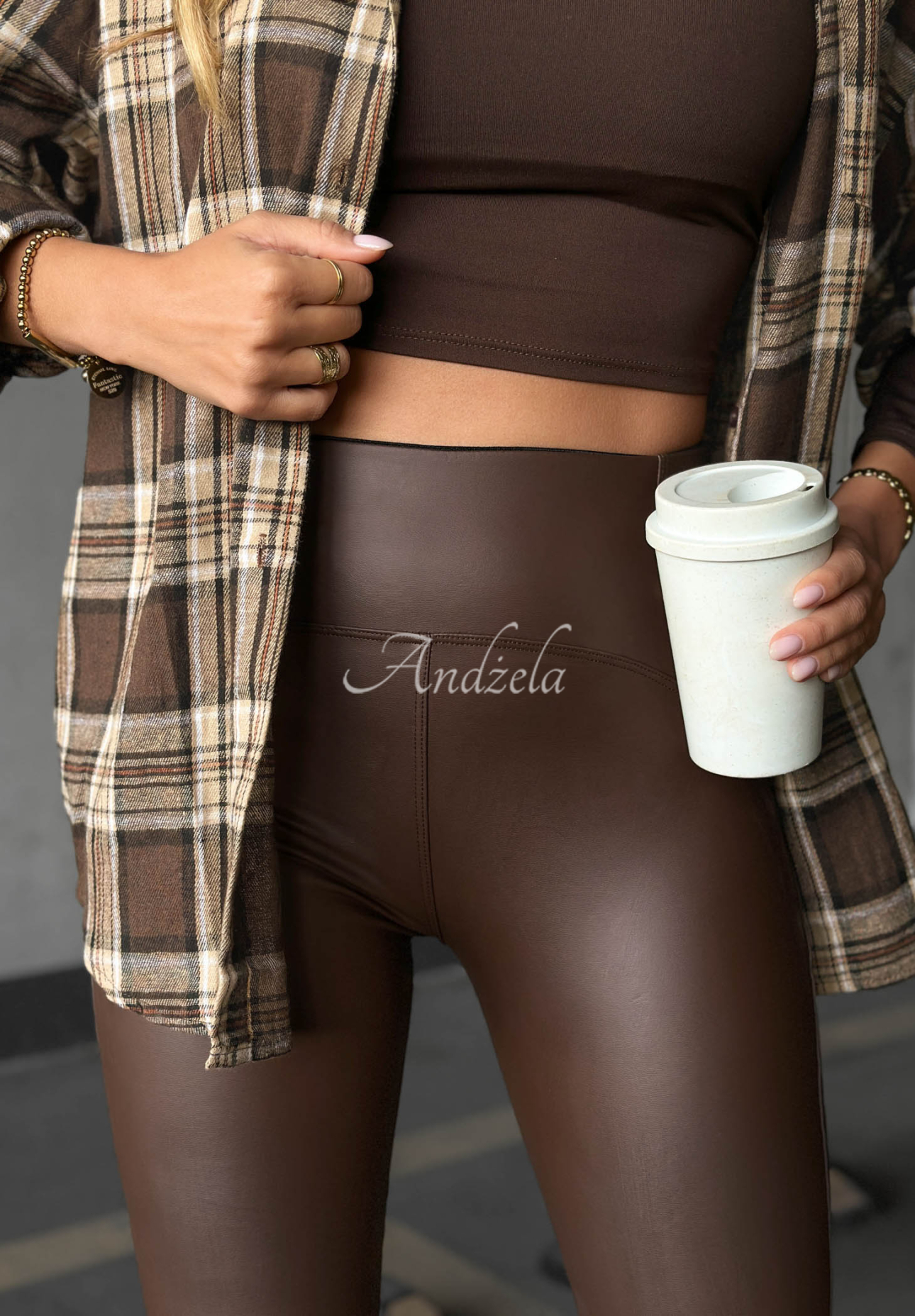 What's Your Number chocolate leather leggings