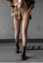 Leggings of leather imitation What’s Your Number in camel