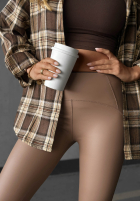 Leggings of leather imitation What’s Your Number in camel