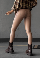 Leggings of leather imitation What’s Your Number in camel