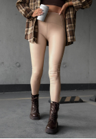 Leggings of leather imitation What’s Your Number in beige