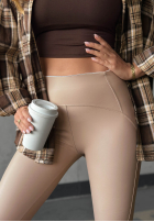 Leggings of leather imitation What’s Your Number in beige