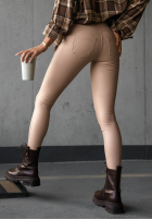 Leggings of leather imitation What’s Your Number in beige