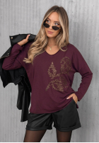 Bluzka longsleeve z nadrukiem Golden Rossa burgundowa