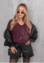 Bluzka longsleeve z nadrukiem Golden Rossa burgundowa
