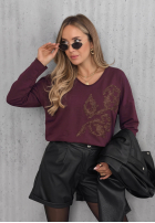 Bluzka longsleeve z nadrukiem Golden Rossa burgundowa