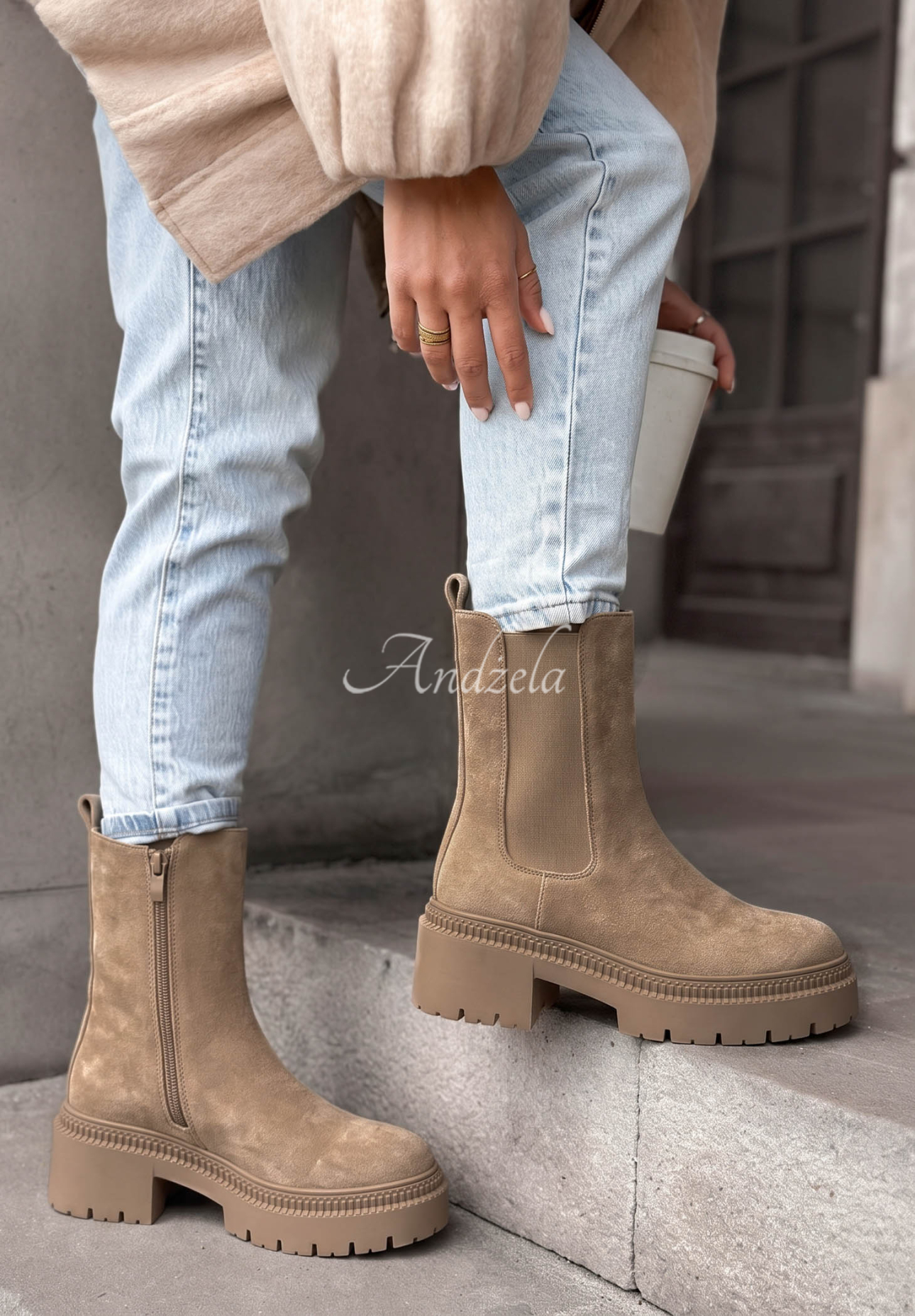 Maple Trail Beige Suede Ankle Boots