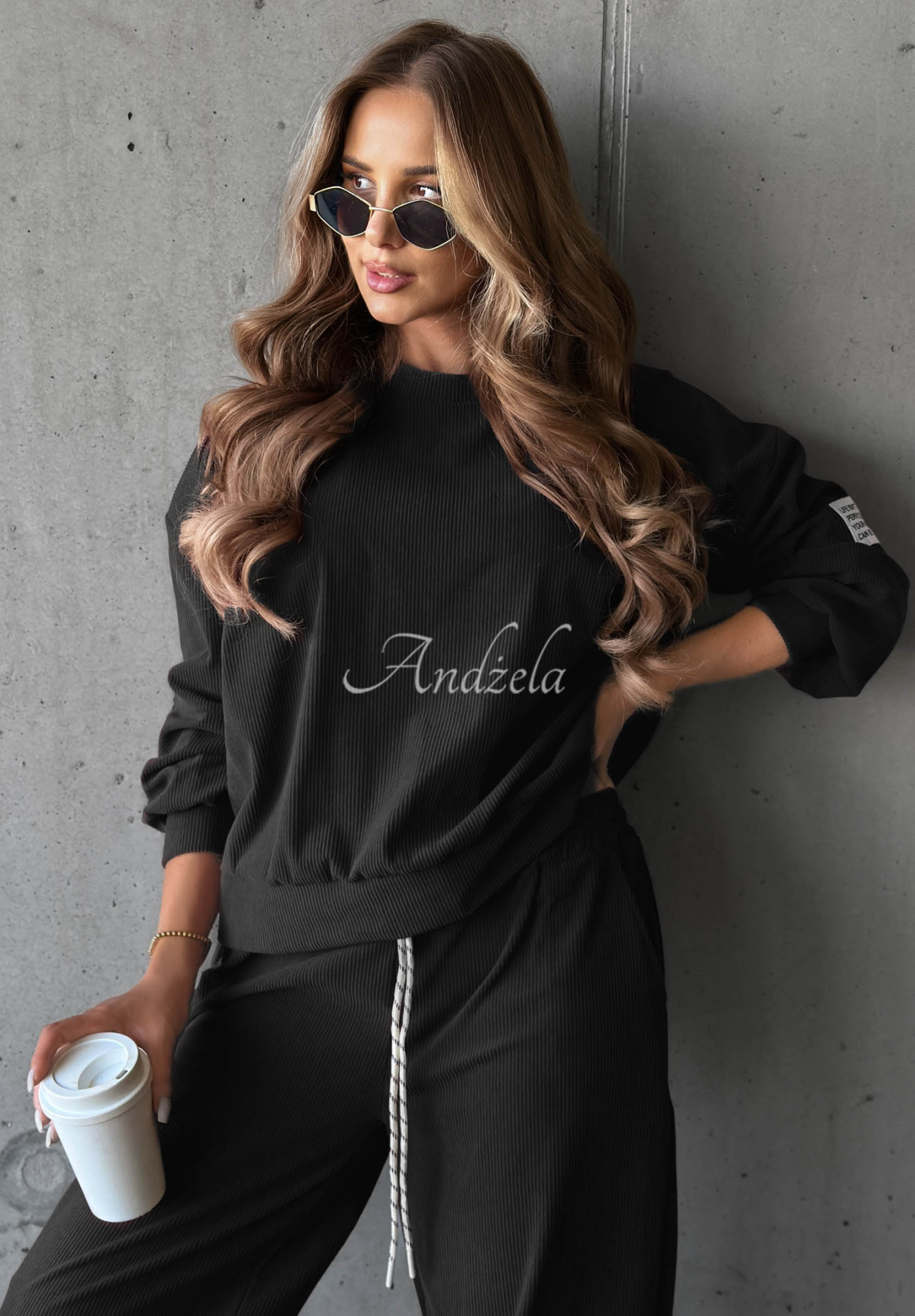 Endless Comfort Black Viscose Corduroy Sweatsuit