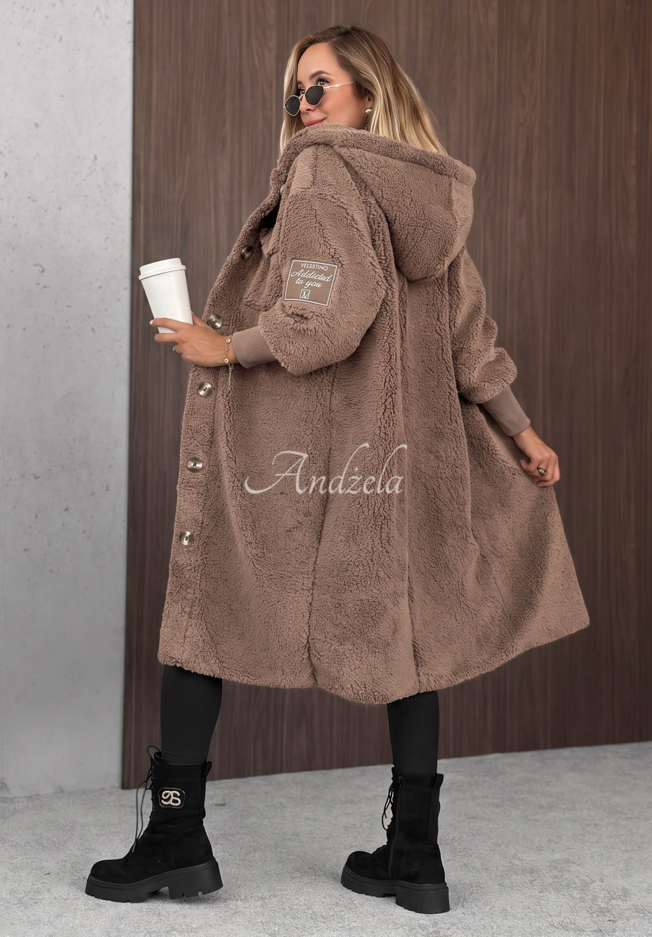 Long sheepskin coat Just Enough dark beige