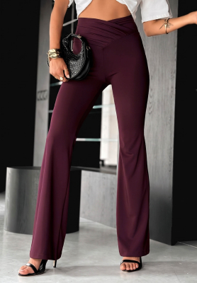 Talk With Me Blueberry-Colored Viscose Bell-Bottom Leggings with Ruffles
