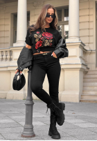 Spodnie jeansowe skinny But First Coffee czarne