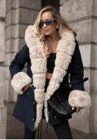 Kurtka parka z futerkiem Stay Warm granatowa