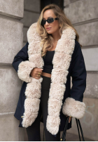 Kurtka parka z futerkiem Stay Warm granatowa
