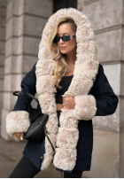 Kurtka parka z futerkiem Stay Warm granatowa