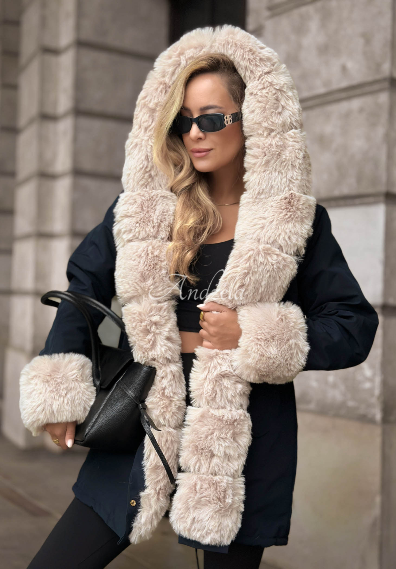 Kurtka parka z futerkiem Stay Warm granatowa