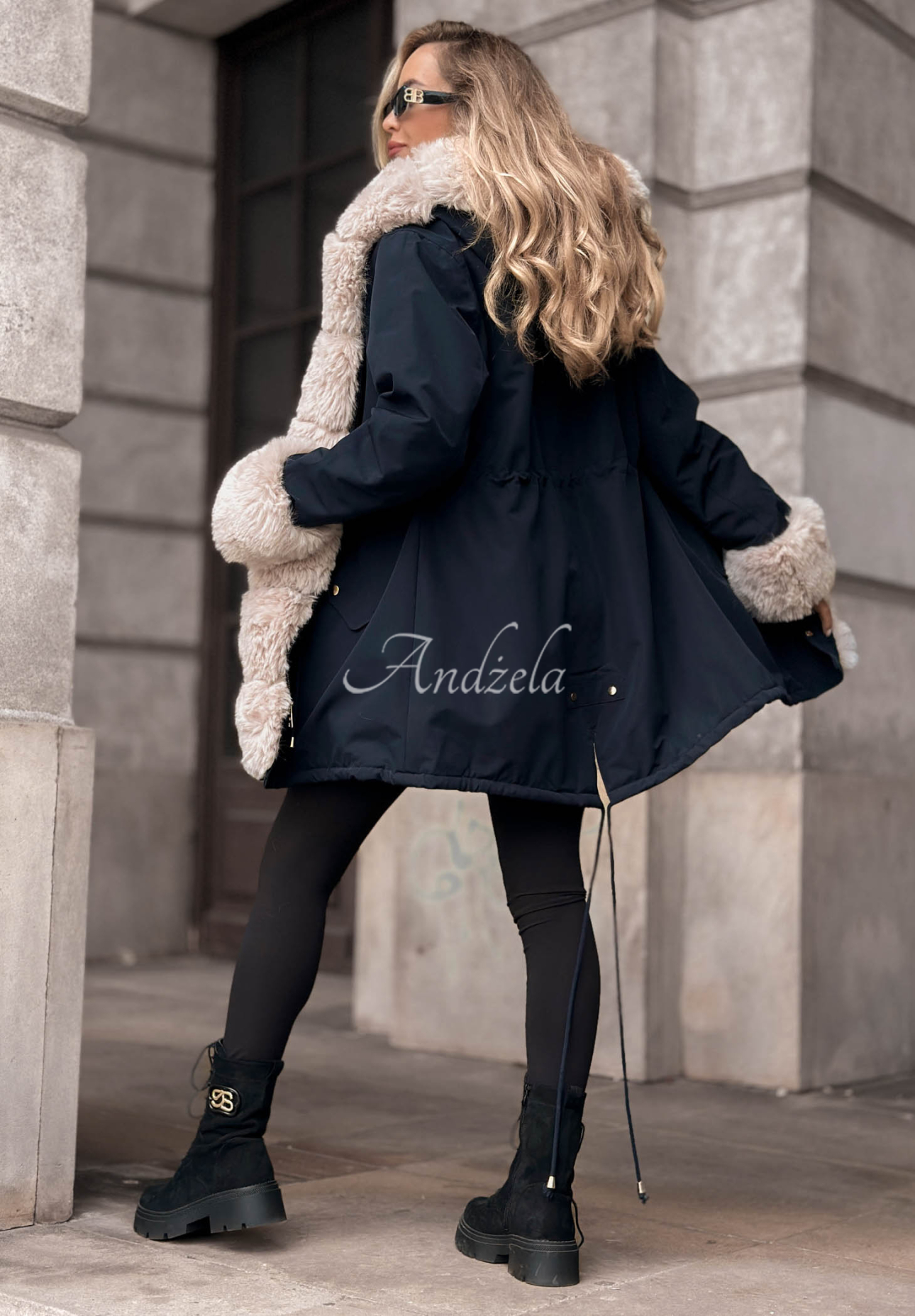 Kurtka parka z futerkiem Stay Warm granatowa