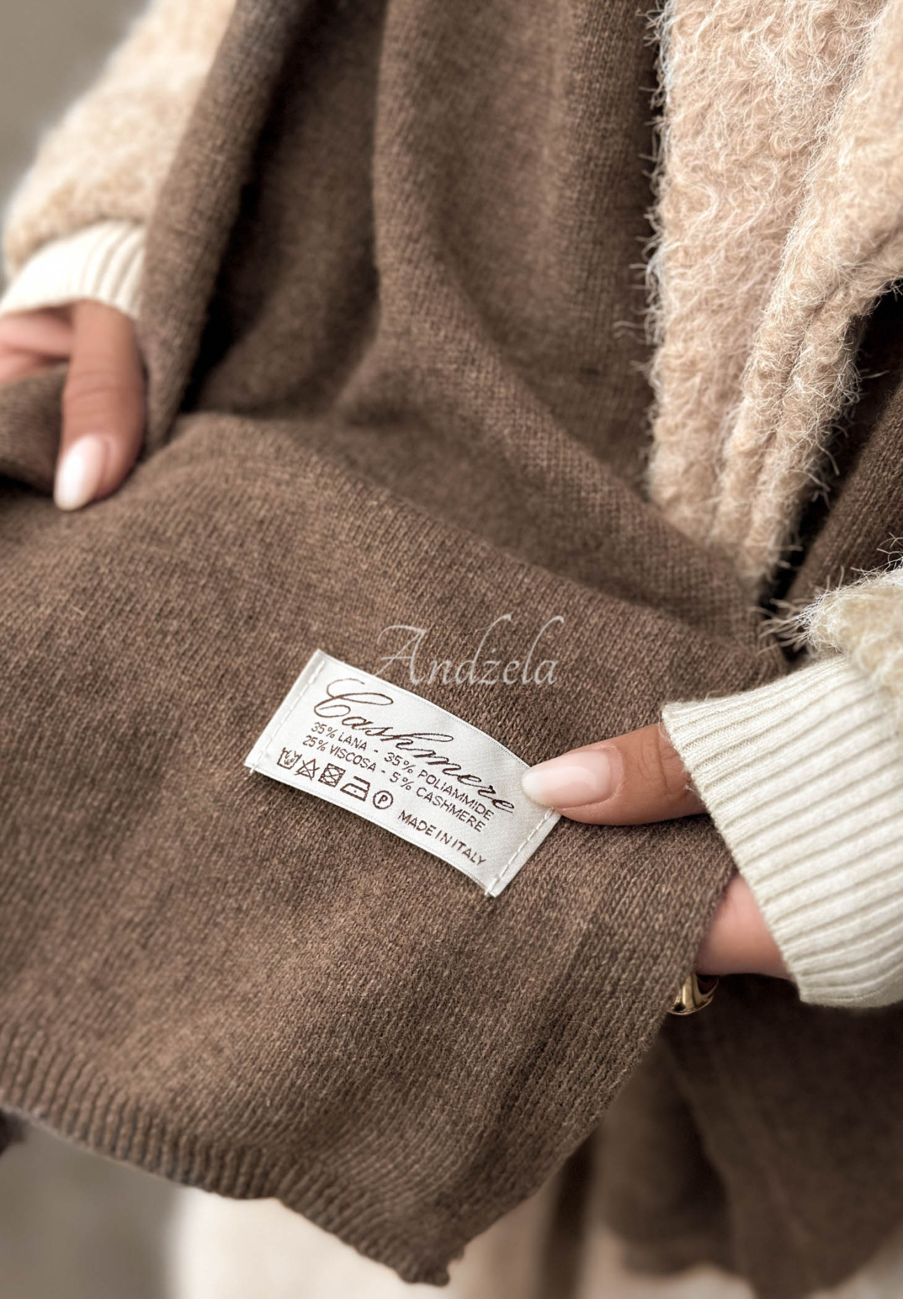 Arctic Romance Mocha Wool and Cashmere Hat and Scarf Set