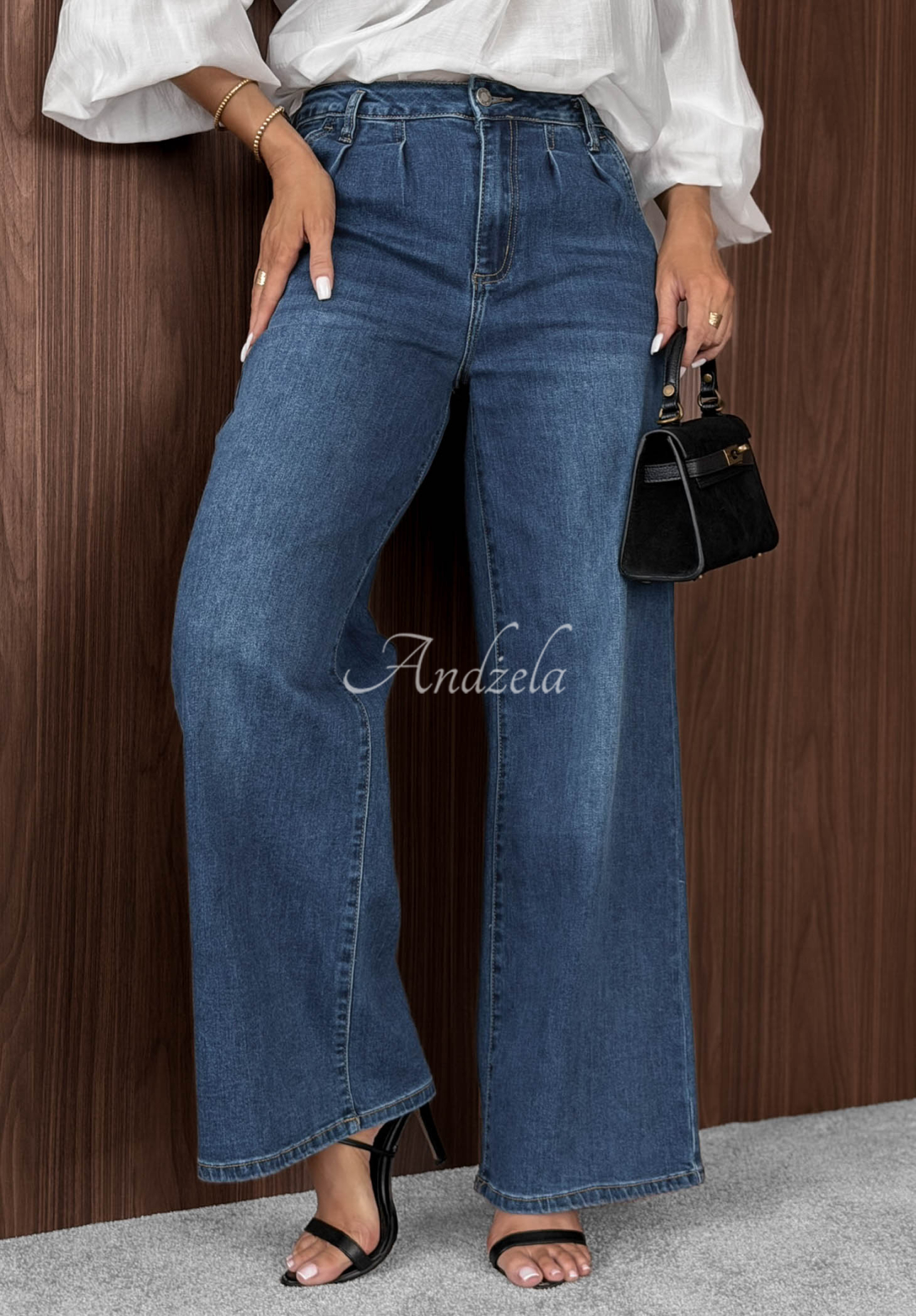 Spodnie jeansowe wide leg Second Thoughts niebieskie