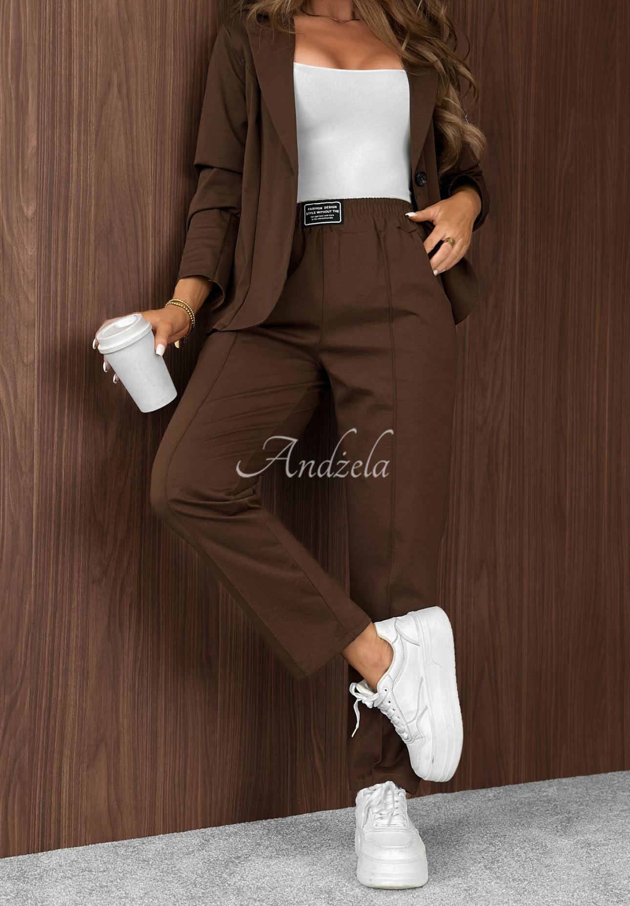 Gentle Reset Women's Viscose Suit—Jacket and Pants in Chocolate Brown