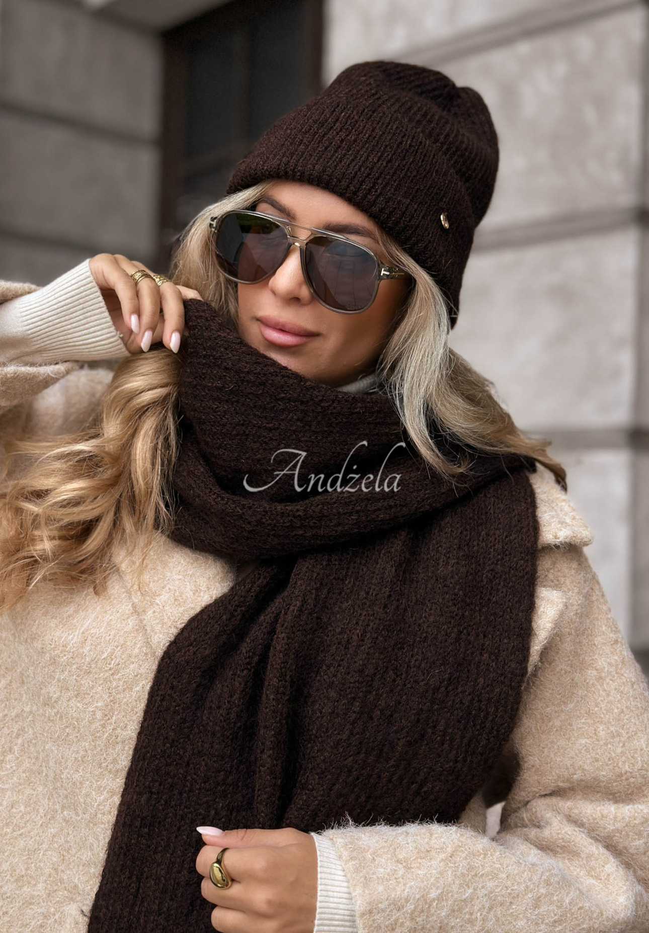 Snowfall Charm Hat with Merino Wool and Mohair, Chocolate Brown