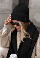 Czapka z wełną merino Snowfall Charm czarna