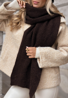 Snowfall Charm Chocolate-Colored Scarf with Merino Wool and Mohair