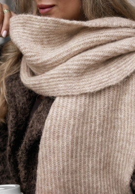 Snowfall Charm Beige Scarf with Merino Wool and Mohair