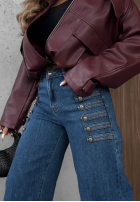 Spodnie jeansowe wide leg z ozdobnymi guzikami Autumn Femme niebieskie