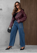 Spodnie jeansowe wide leg z ozdobnymi guzikami Autumn Femme niebieskie