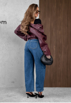 Spodnie jeansowe wide leg z ozdobnymi guzikami Autumn Femme niebieskie