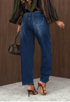 Spodnie jeansowe z paskiem Something More ciemnoniebieskie