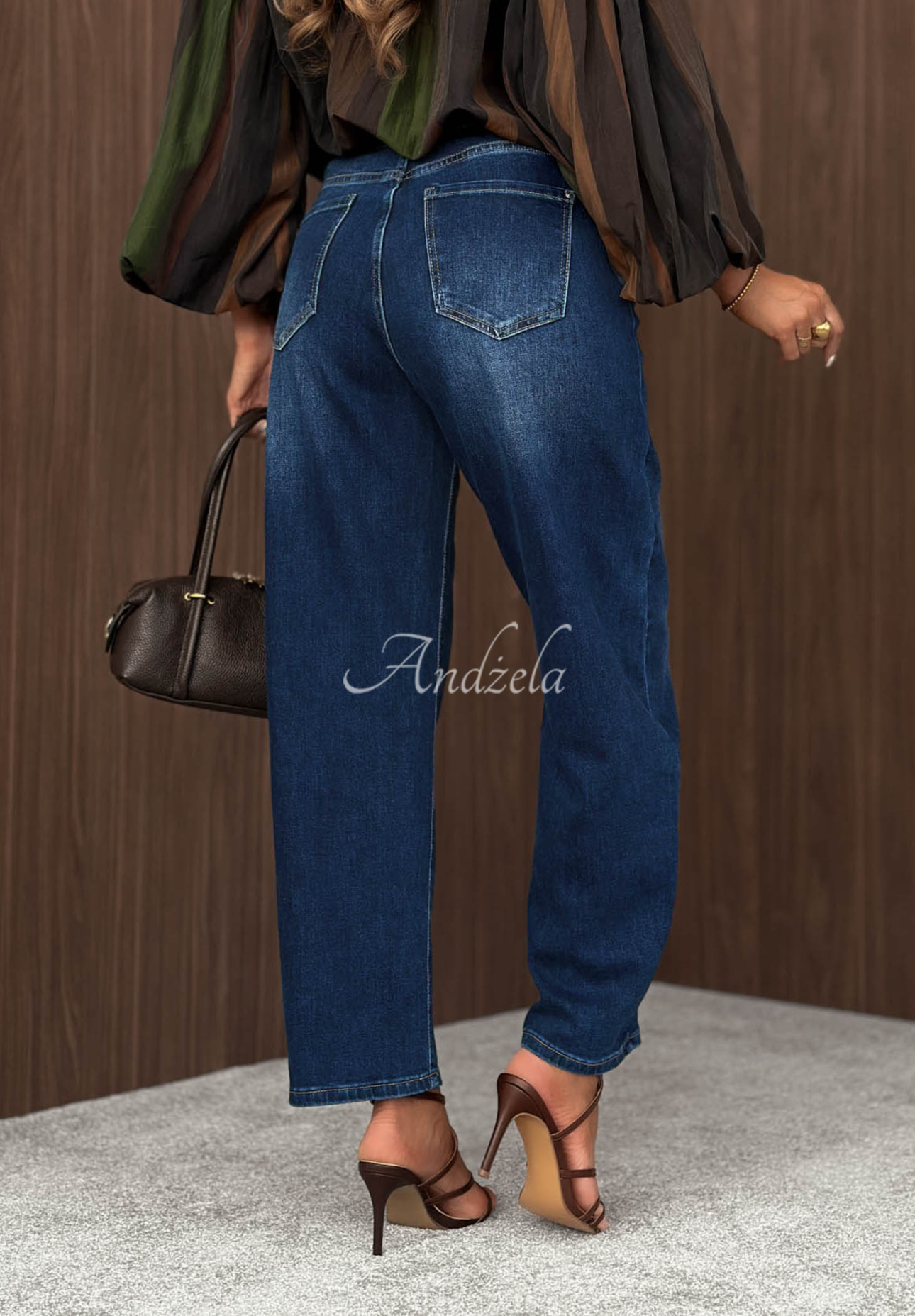 Something More Dark Blue Baggy Jeans with a Belt