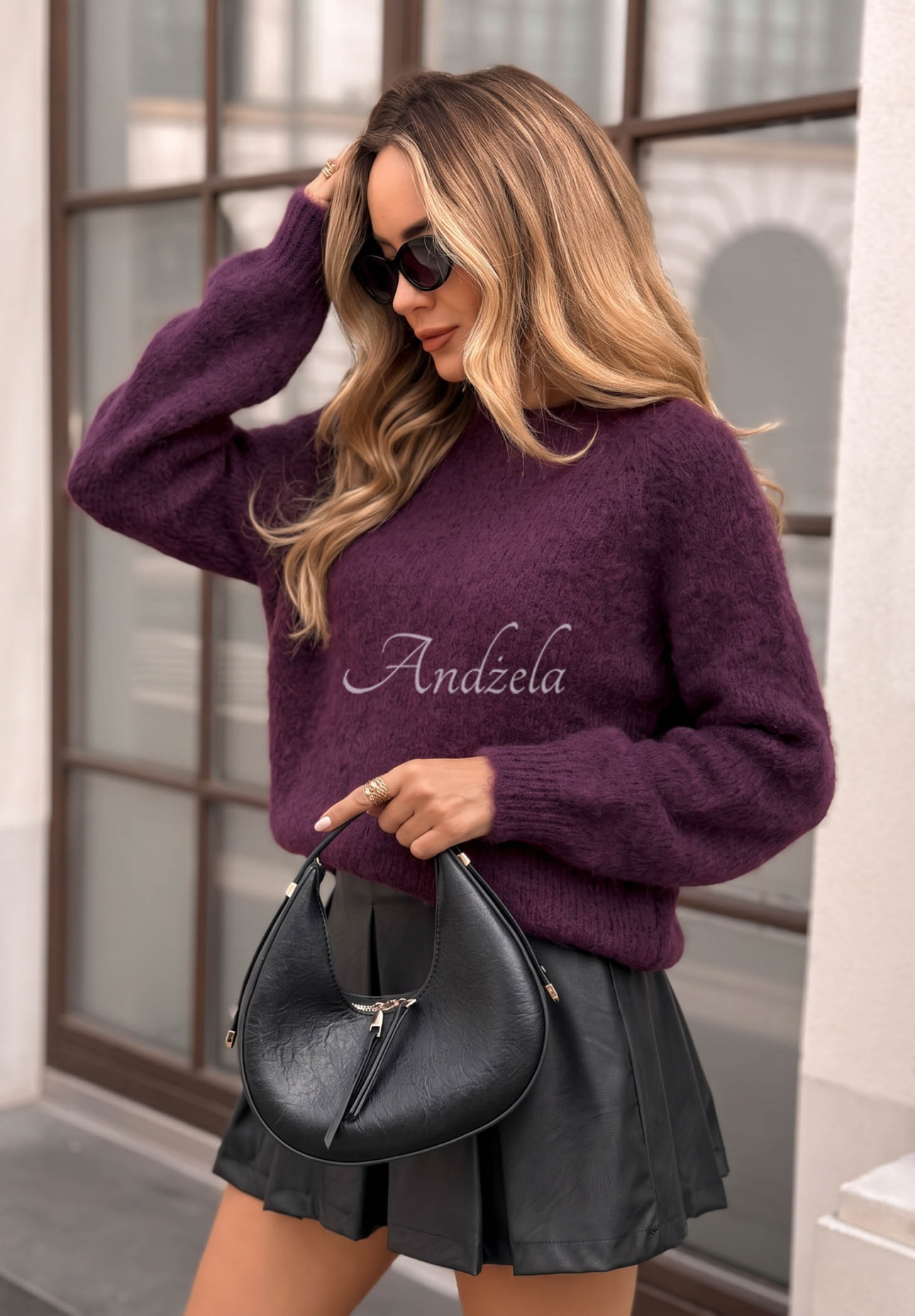 Moherowy sweter Cloud Darling jagodowy
