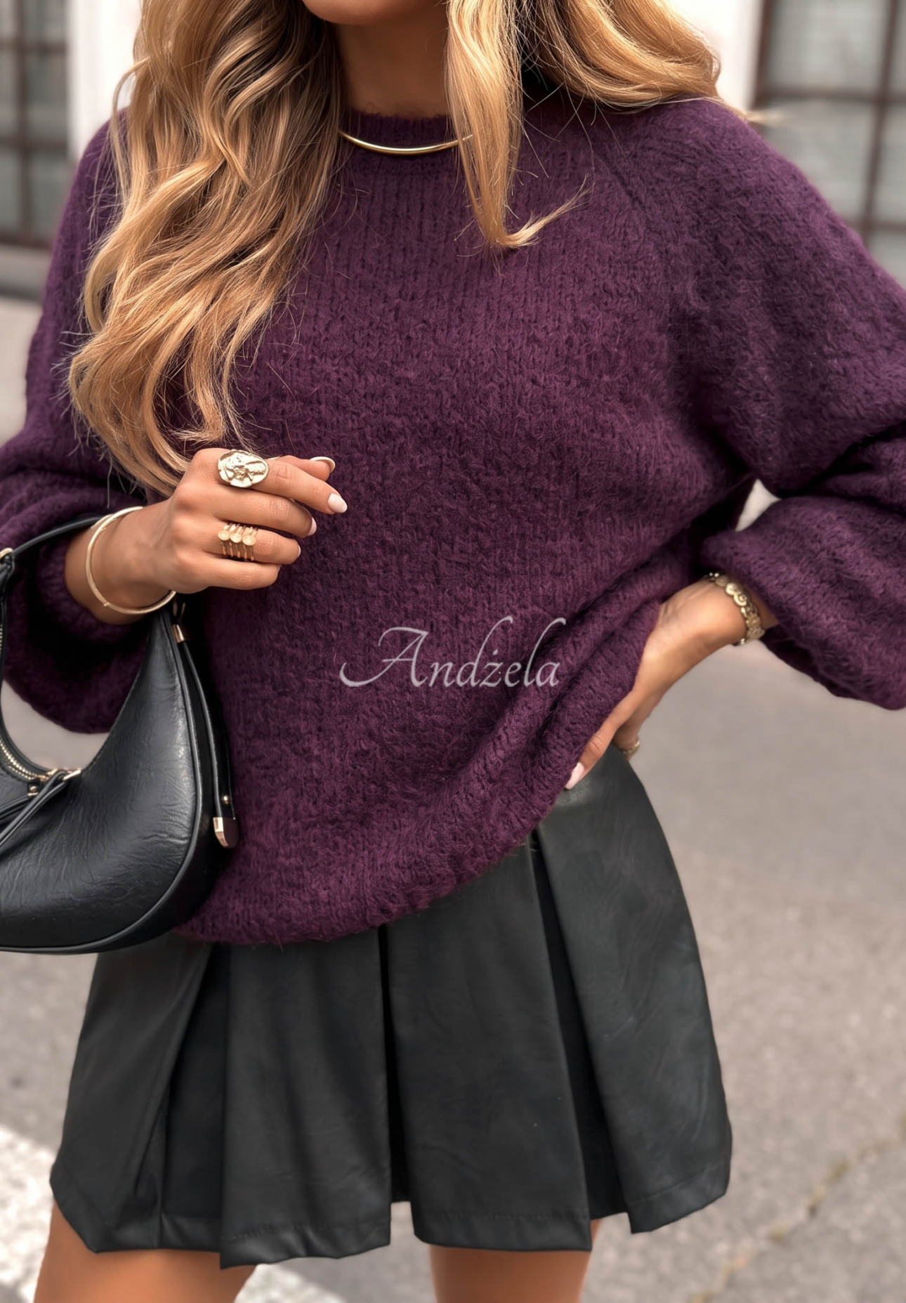 Moherowy sweter Cloud Darling jagodowy