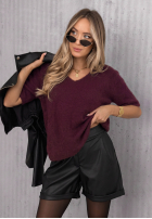 Moherowy sweter z krótkimi rękawkami Honey Cloud brązowy