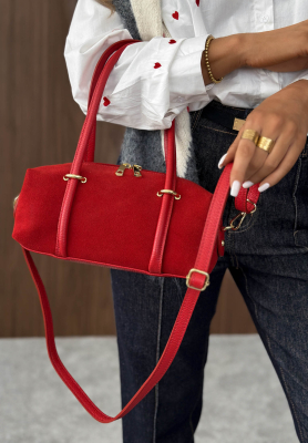 Morning Elegance Red Suede Handbag