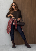 Bluzka longsleeve z dekoltem w serek Daily Style burgundowa