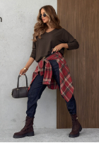 Bluzka longsleeve z dekoltem w serek Daily Style burgundowa