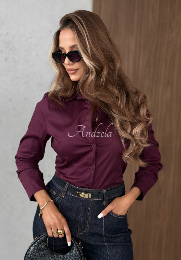 Classic, elegant Pearl Cove cotton shirt in berry