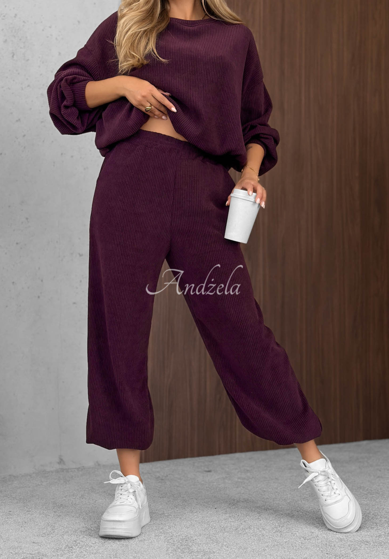 Sunday Dream Cotton Corduroy Sweatsuit Set, Berry Blue