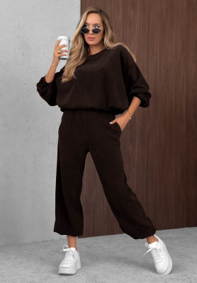 Sunday Dream Chocolate-Colored Cotton Corduroy Sweatsuit Set