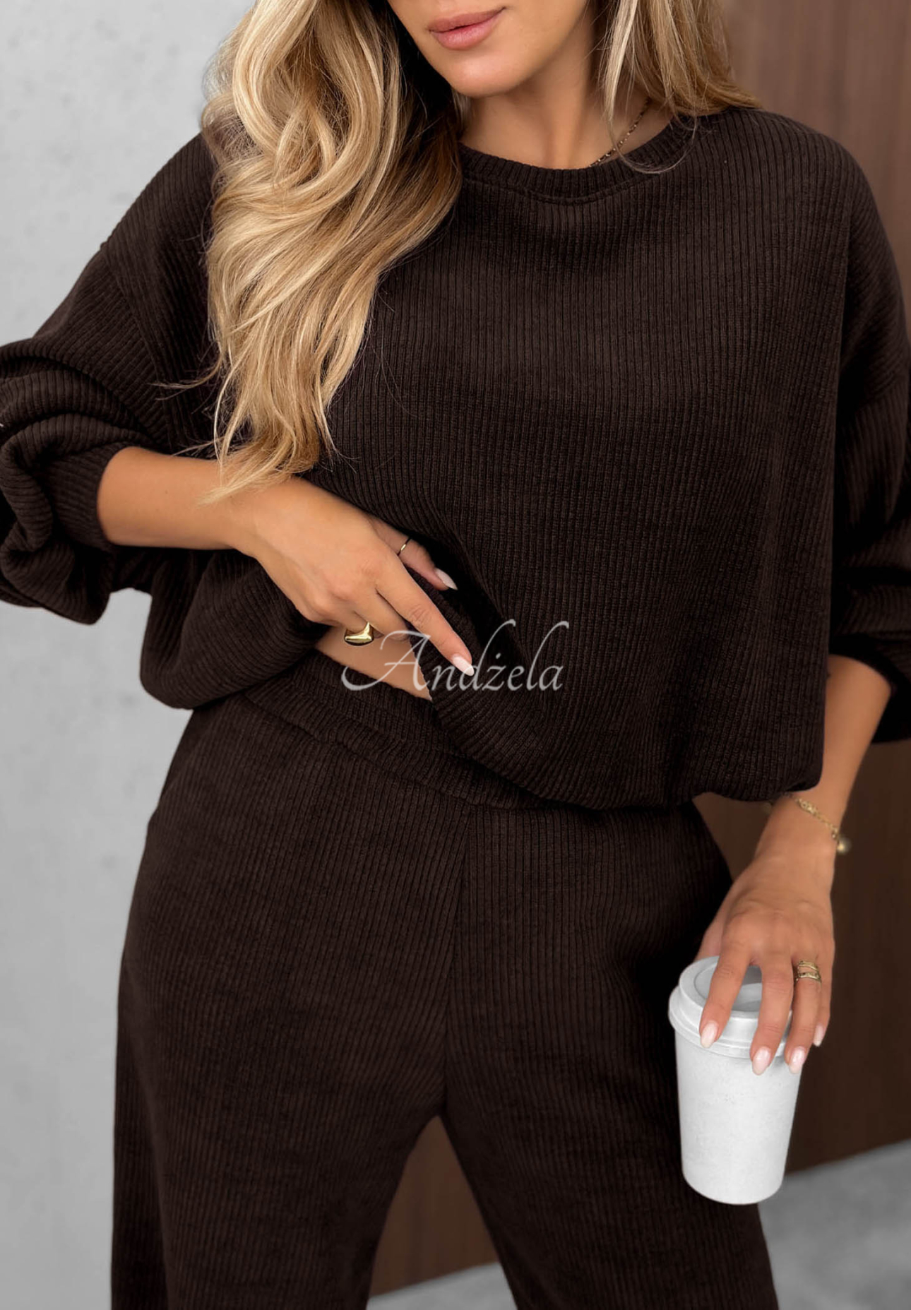 Sunday Dream Chocolate-Colored Cotton Corduroy Sweatsuit Set
