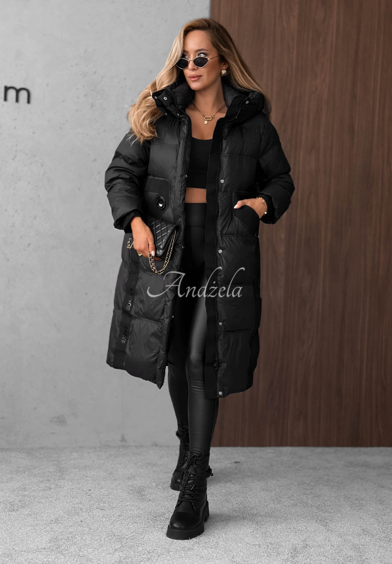 Long down jacket with quilting Need You black