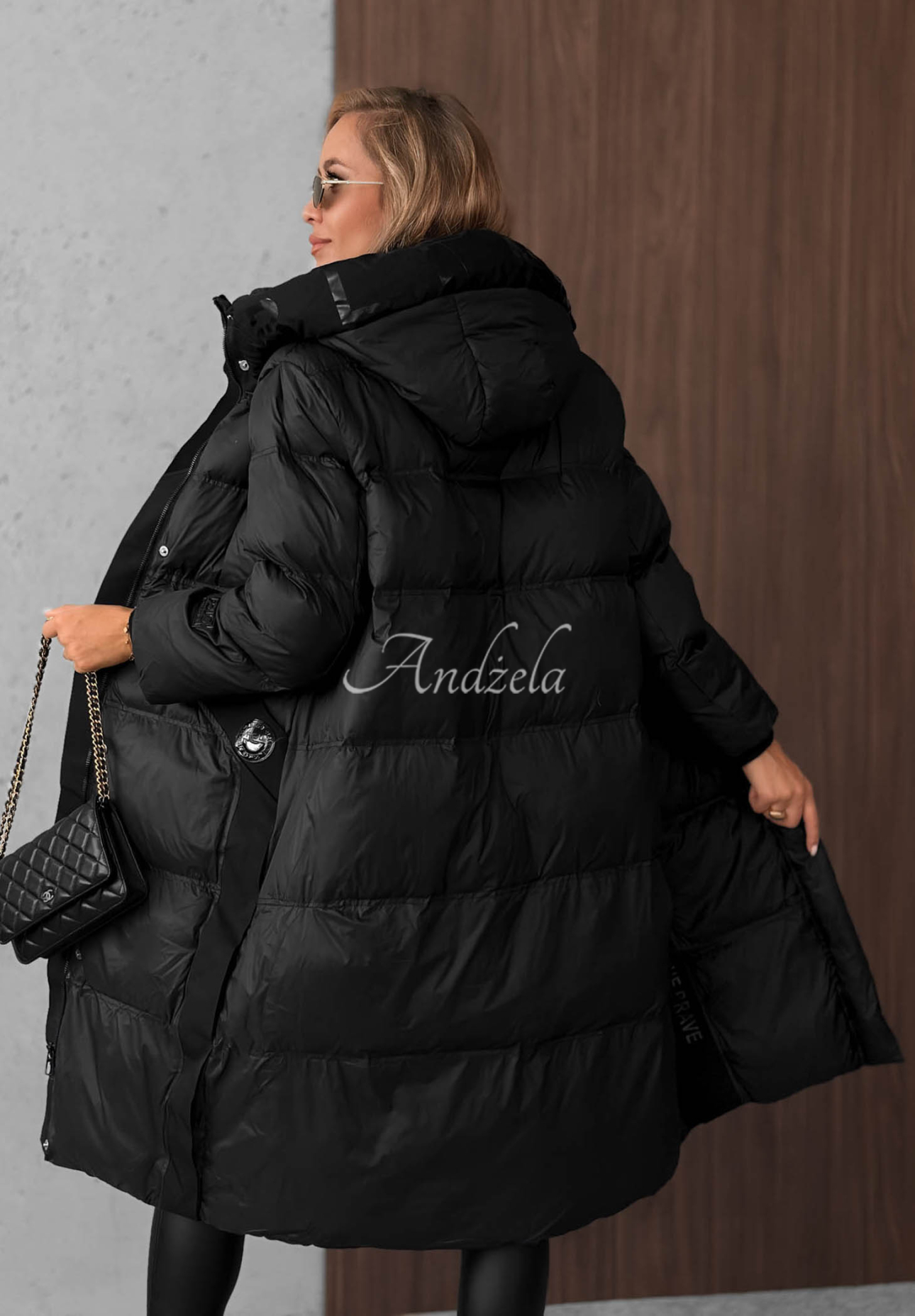 Long down jacket with quilting Need You black