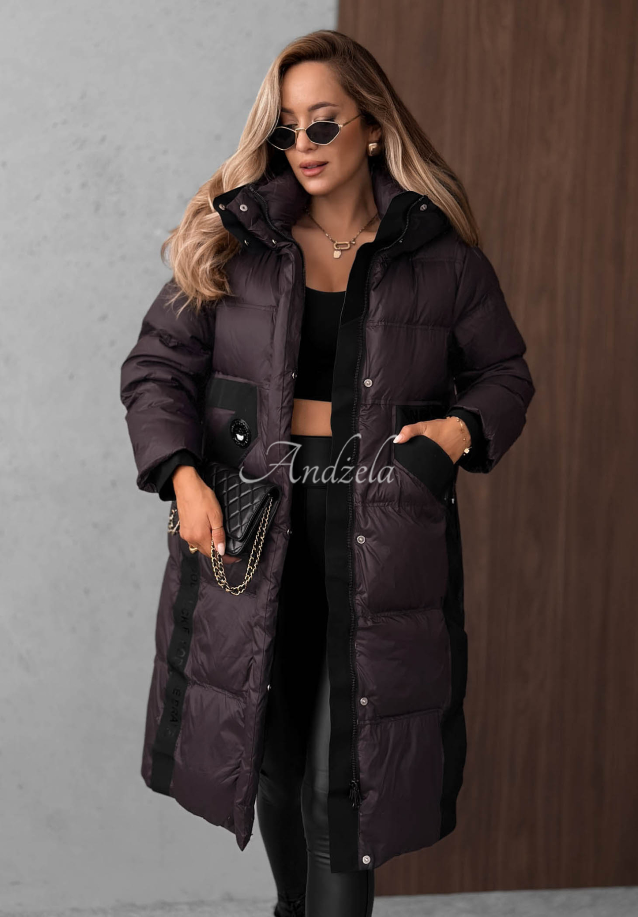 Long Need You Plum-Colored Quilted Down Jacket