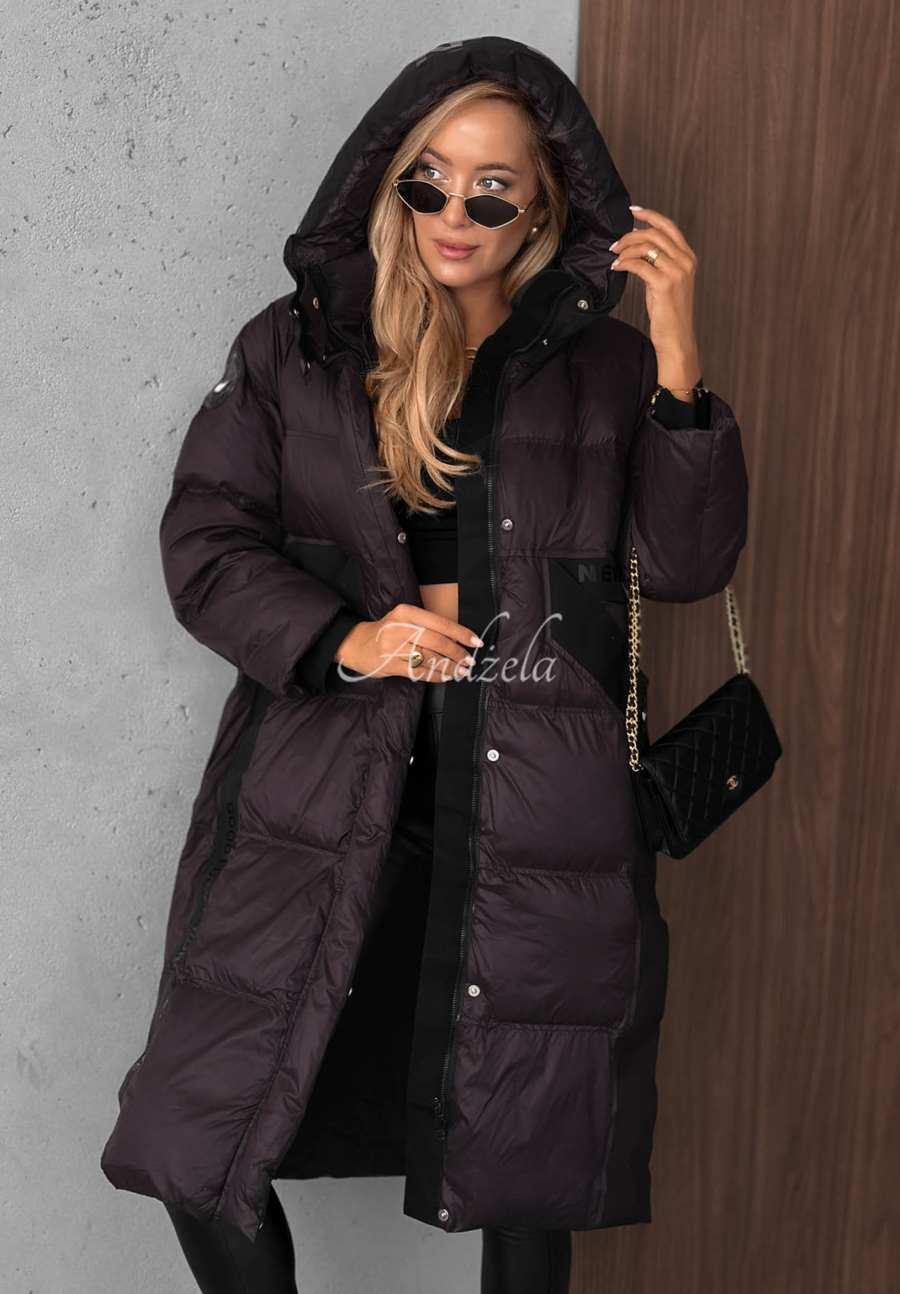 Long Need You Plum-Colored Quilted Down Jacket